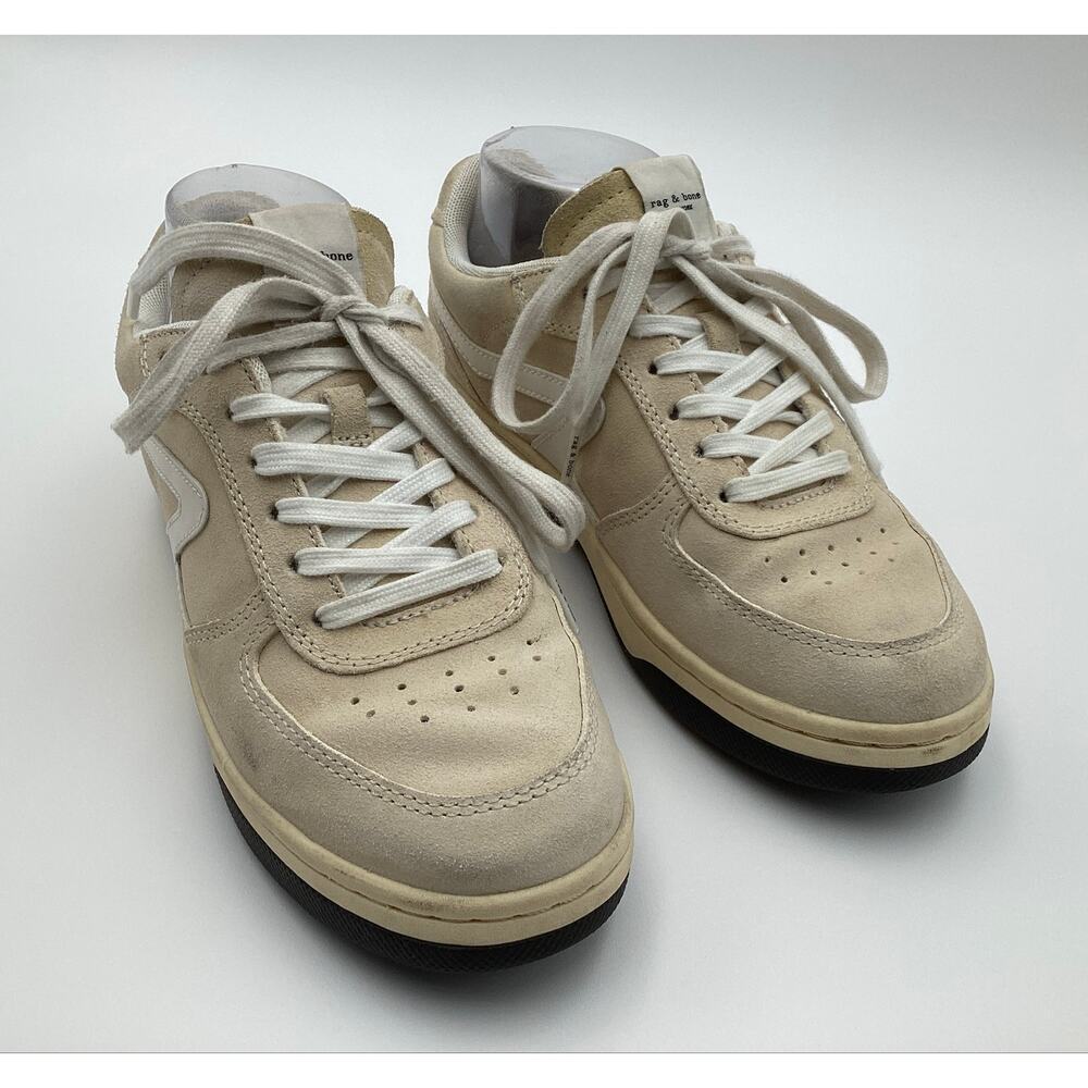 Rag & Bone Retro Court Sneaker Light Sand Suede Low Top Lace Up size 37.5